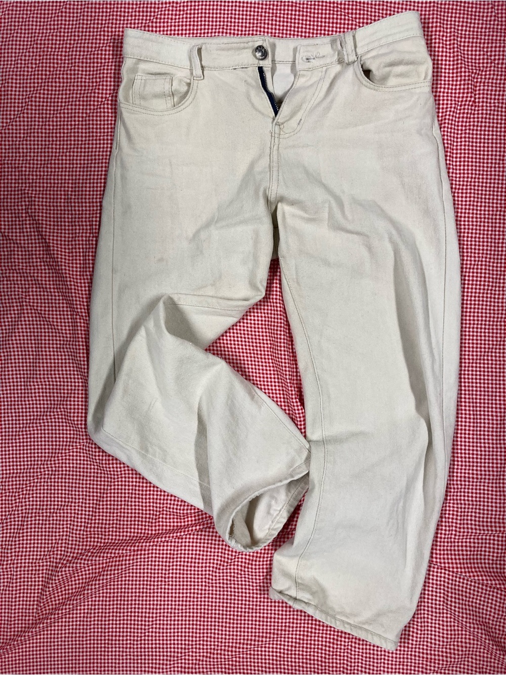 Men's Cream Straight-Leg Chinos - Classic Casual Style - Picture 3 of 7